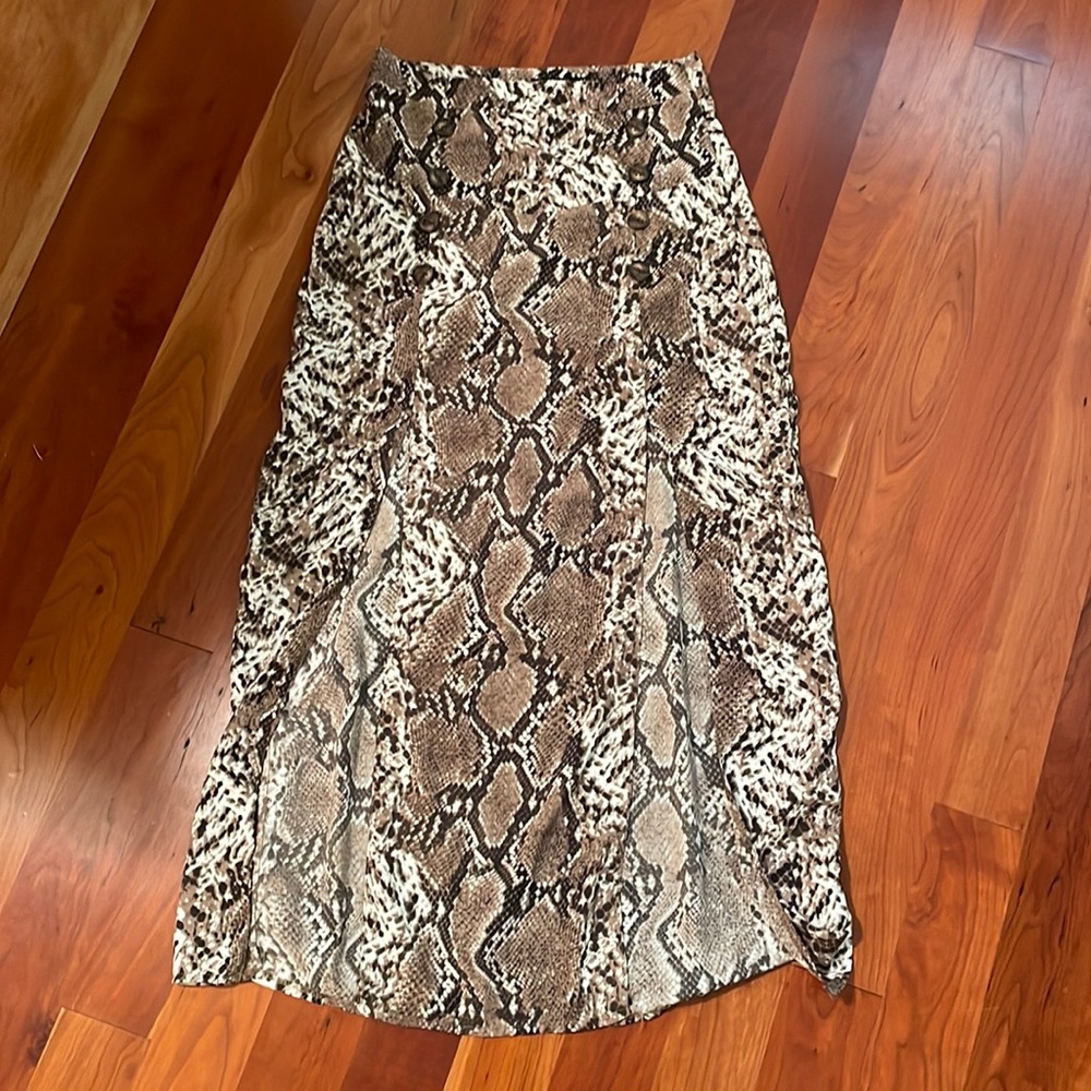 Nasty Gal Snake Print Maxi Skirt in Brown and Black